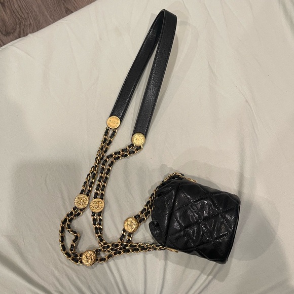 Authentic Chanel Micro medallion drawstring caviar bucket bag - Picture 10 of 13